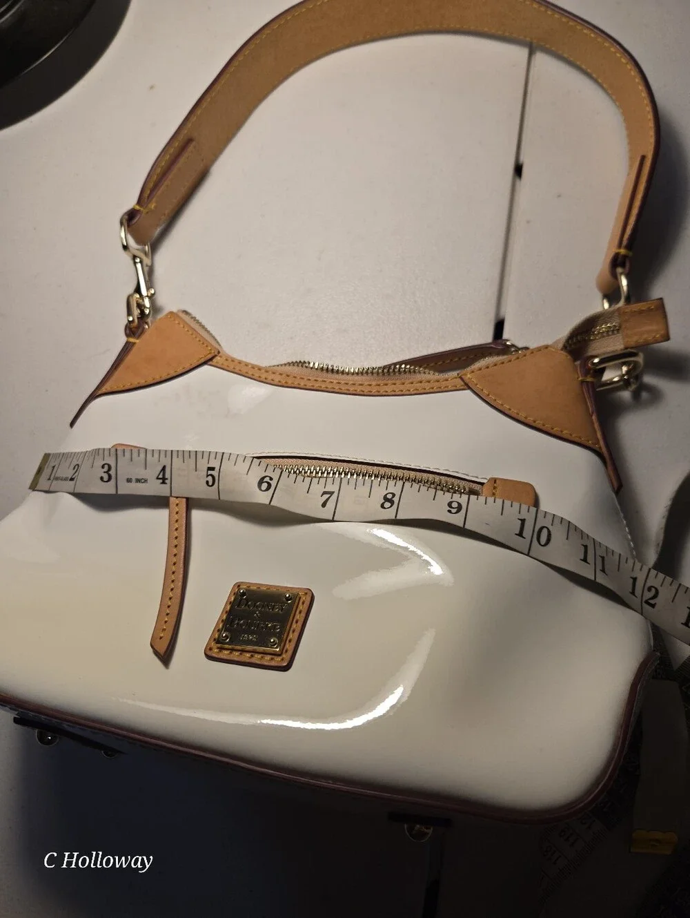 Dooney & Bourke White Patent Leather Small Hobo Bag